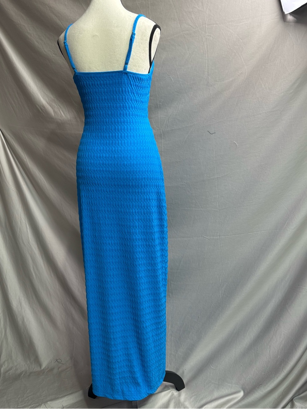 Boho Rippled Texture Cut-Out Maxi Dress Blue - Picture 11 of 11